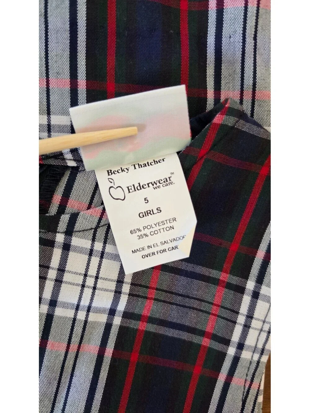 NWT Becky Thatcher Elderwear Girls Plaid School Uniform Pleated Dress, Sz 5, #97